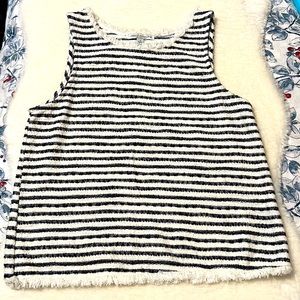 Nautical Navy Striped Too with Cotton Fringe